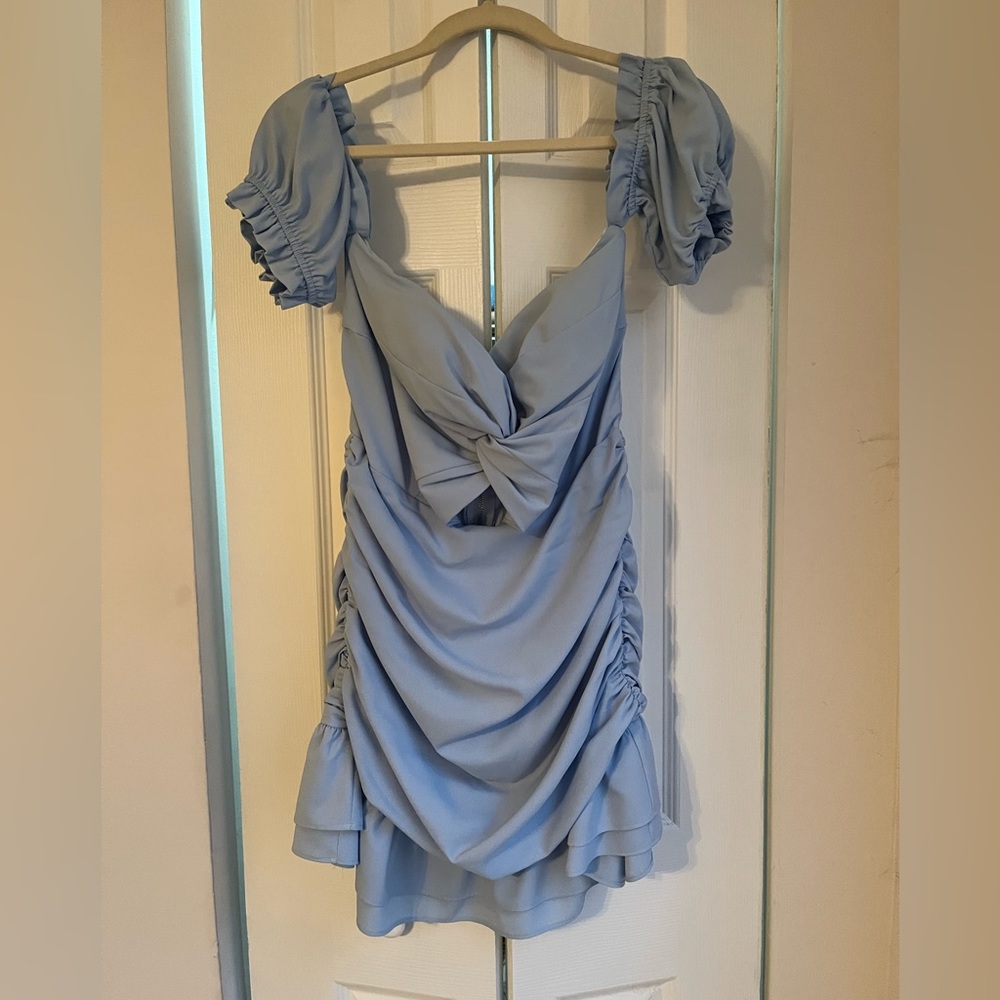 Fashion Nova M baby blue midi dress